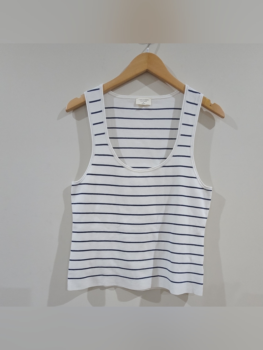 Tank Top with Navy blue horizontal stripes and a ribbed texture White Size XL